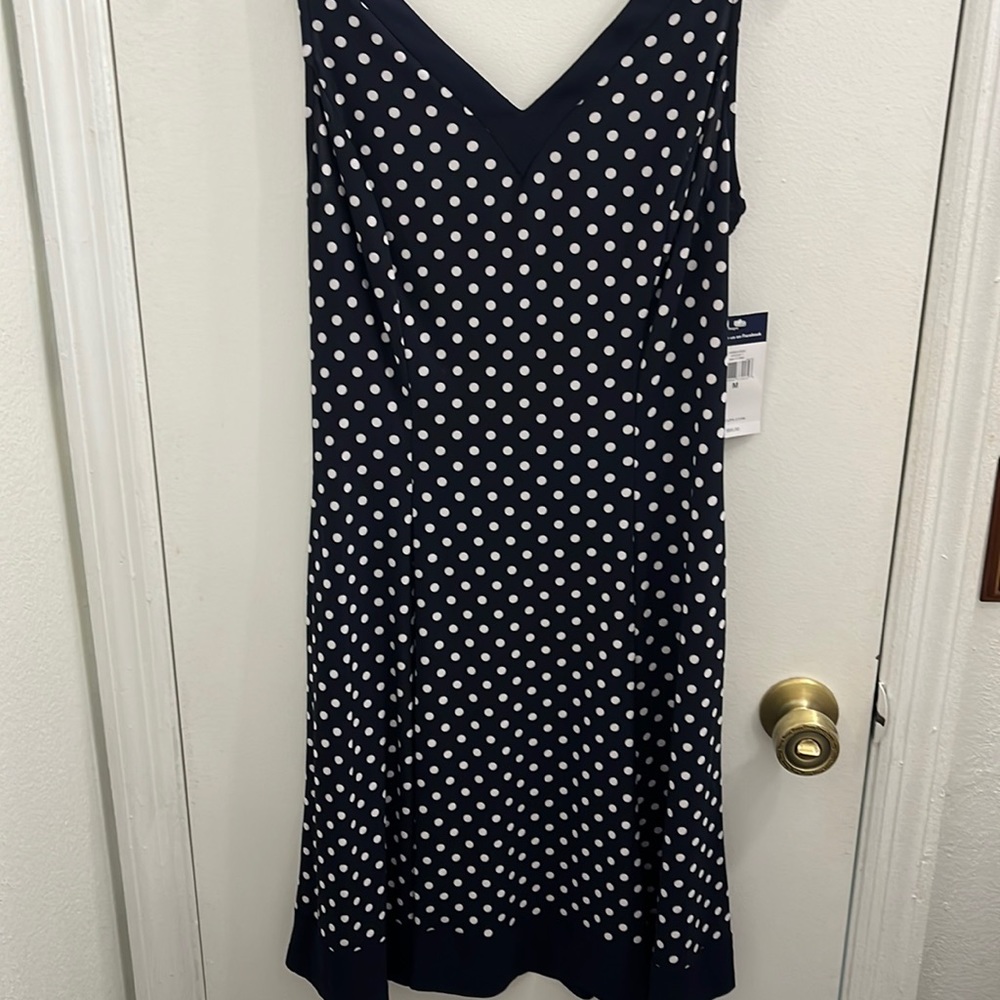 NWT Chaps v- neck dress polka dots